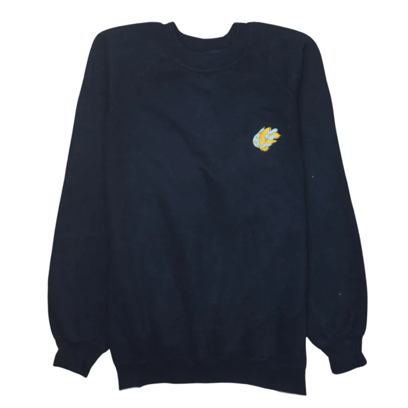 Russell Athletic Navy Blue Sweatshirt Men’s Medium Embroidered Chest Logo Crewneck Pullover Fleece Top sold by Vintage Club