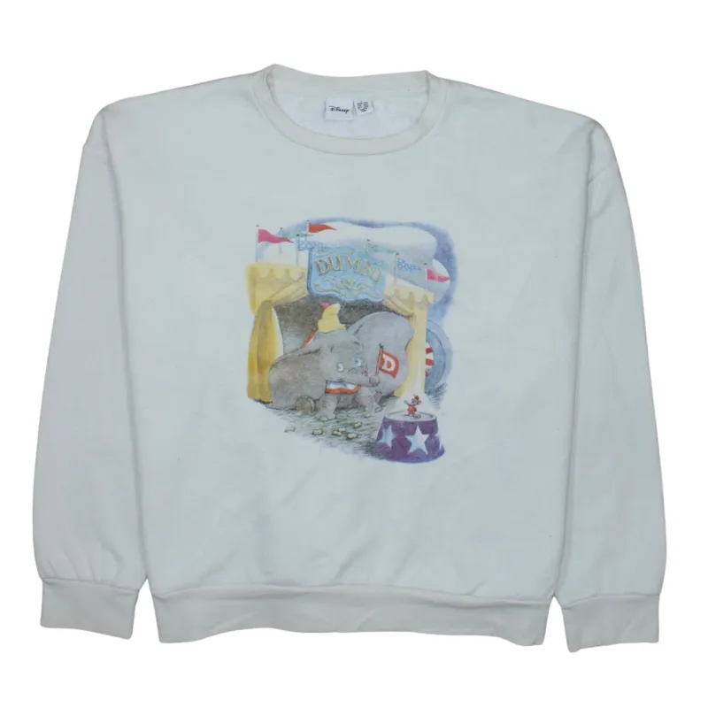 Disney White Sweatshirt Women's Large Dumbo Printed Graphic Crewneck Pullover Top sold by Vintage Club