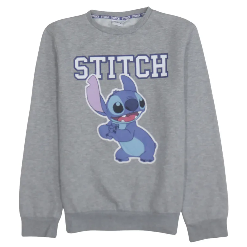 Disney Grey Sweatshirt Women’s Small Printed Stitch Graphic Crewneck Pullover Fleece Top sold by Vintage Club