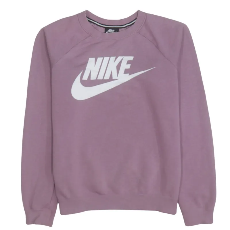 Nike Mauve Pink Sweatshirt Men's Small Printed Swoosh Logo Crewneck Pullover Fleece Top sold by Vintage Club