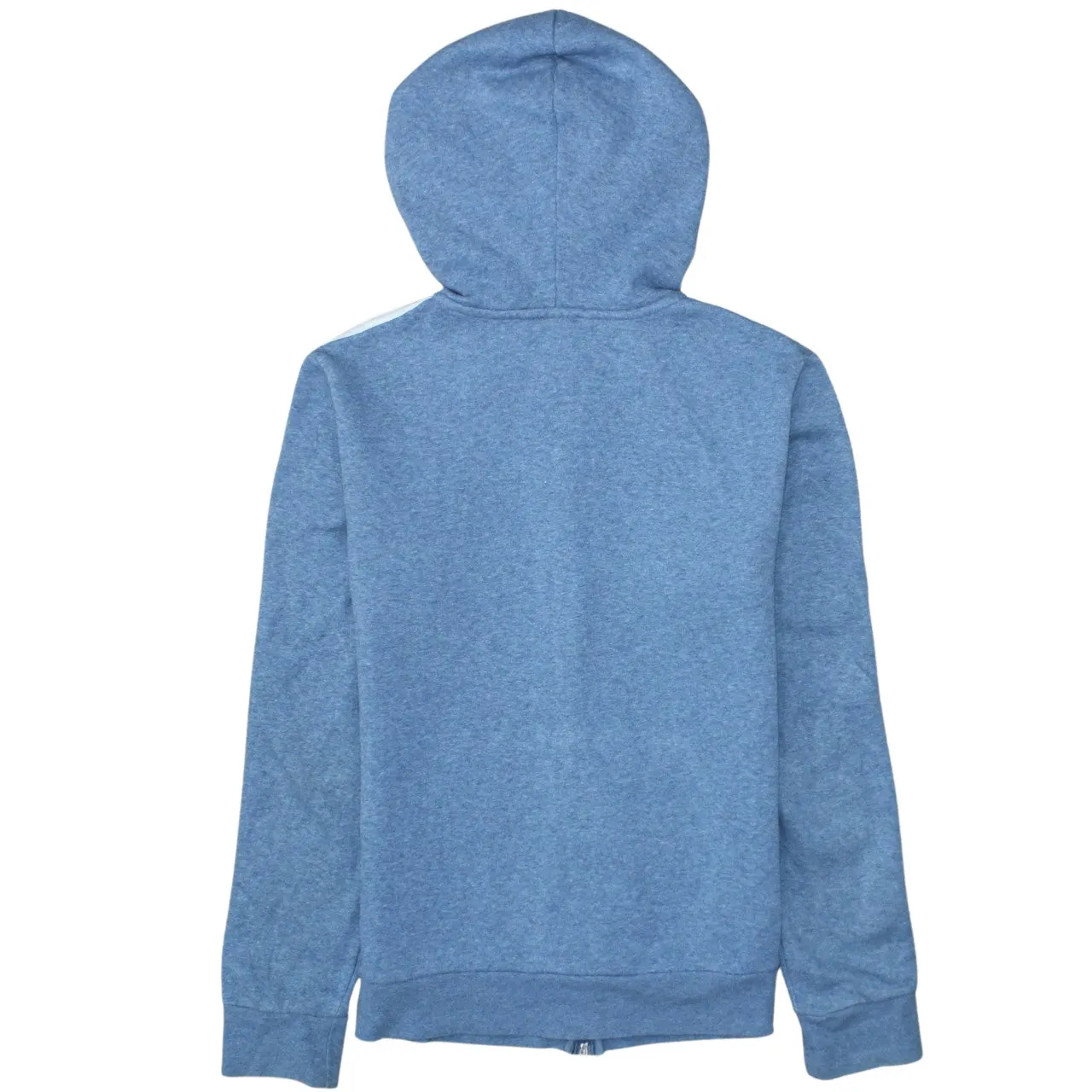 Adidas Blue Zip Hoodie Women's Small Three Stripe Sleeves Printed Logo Sweatshirt Top sold by Vintage Club product image thumbnail 2