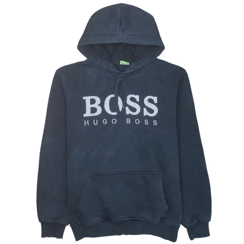 Hugo Boss Navy Blue Hoodie Women’s Medium Embroidered Logo Front Pocket Pullover Sweatshirt sold by Vintage Club