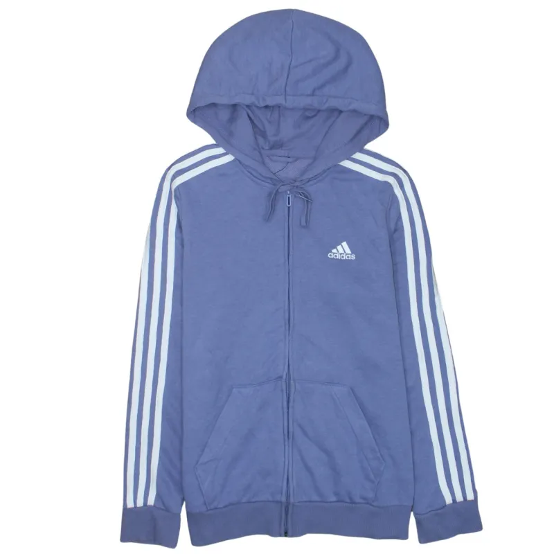 Adidas Blue Full Zip Hoodie Men's XSmall Embroidered Logo Three Stripe Sleeves Sweatshirt sold by Vintage Club