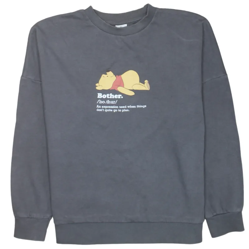 Disney Charcoal Sweatshirt Women's Medium Printed Winnie The Pooh Bother Slogan Pullover sold by Vintage Club