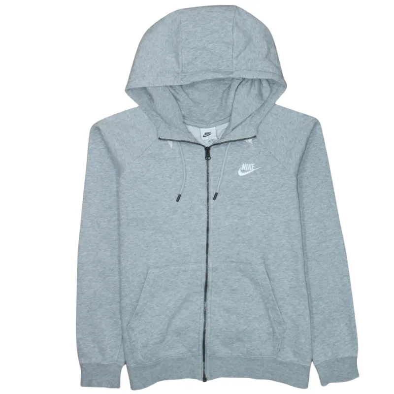 Nike Grey Full Zip Hoodie Women's Medium Embroidered Swoosh Drawstring Pockets Sweatshirt sold by Vintage Club