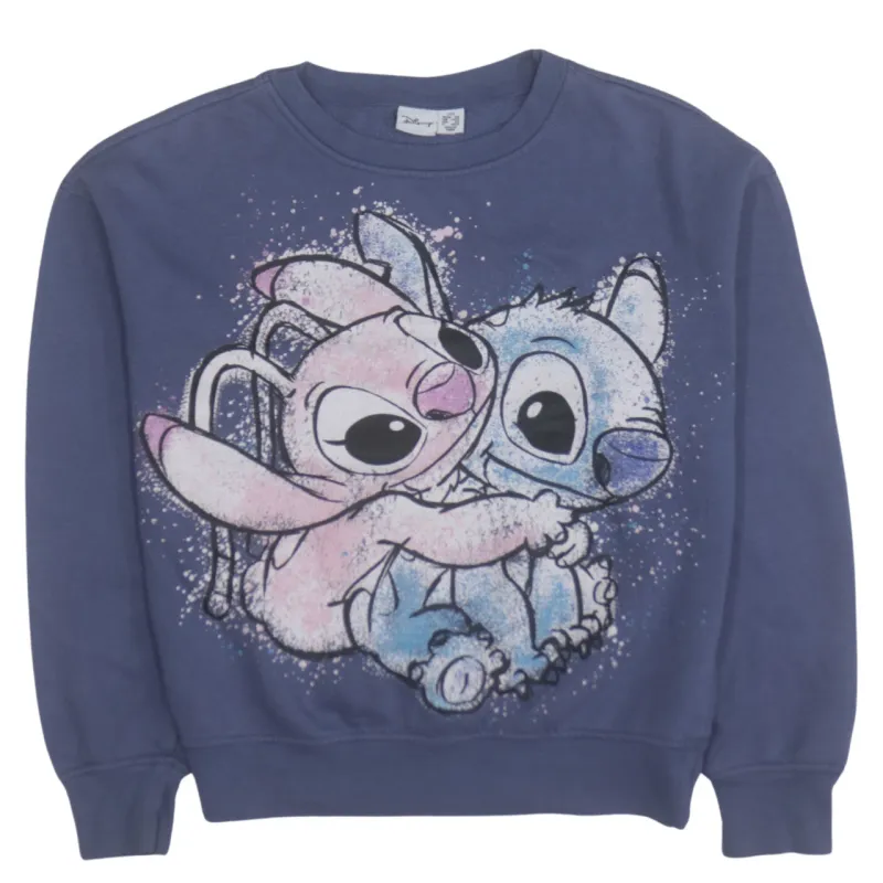 Disney Navy Blue Sweatshirt Women’s XXSmall Printed Stitch Angel Graphic Pullover Jumper sold by Vintage Club