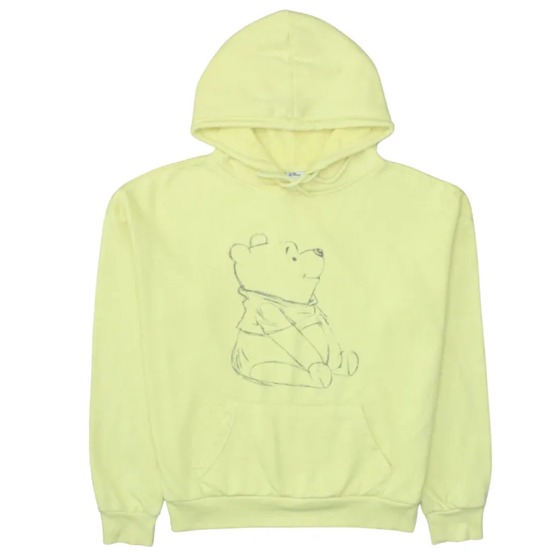 Disney Yellow Hoodie Women’s Small Winnie The Pooh Printed Graphic Fleece Pullover Sweatshirt sold by Vintage Club