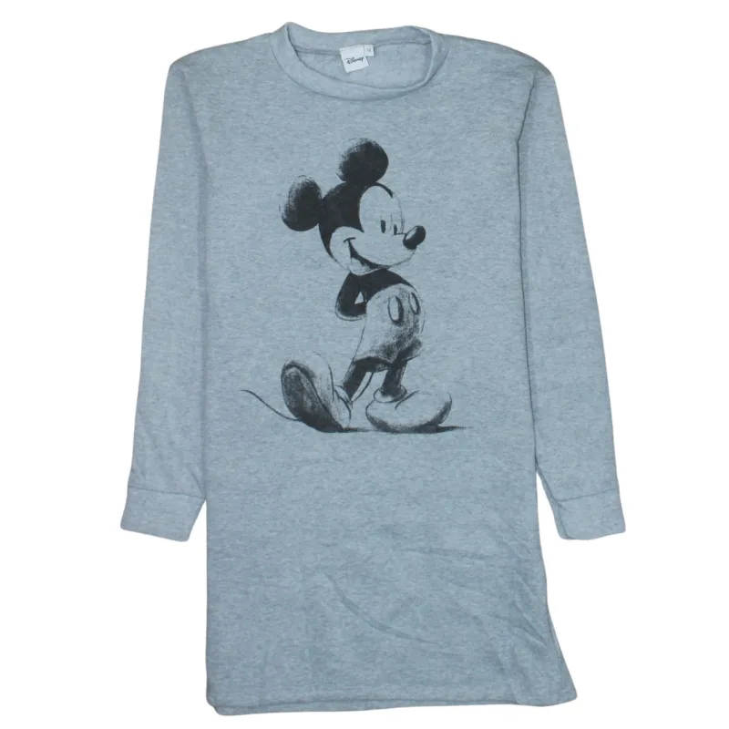 Disney Grey Sweatshirt Dress Women’s UK12 Printed Mickey Graphic Longline Loungewear Top sold by Vintage Club