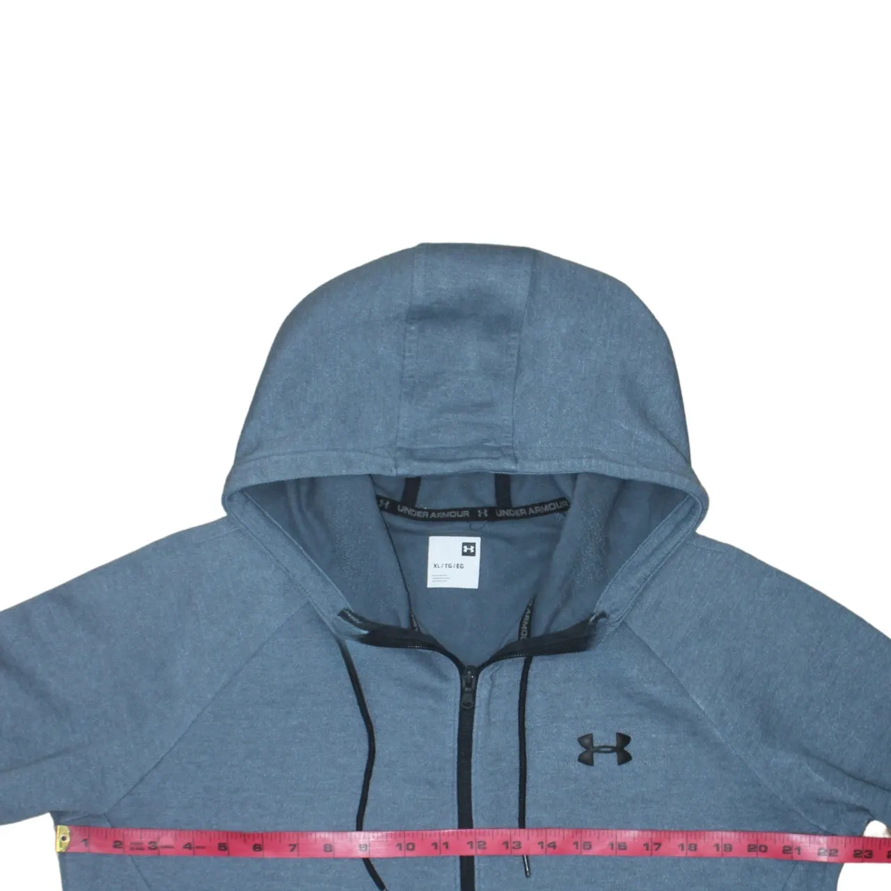 Under Armour Blue Zip Hoodie Men's XLarge Embroidered Logo Drawstring Hood Pockets Sweatshirt sold by Vintage Club product image thumbnail 5