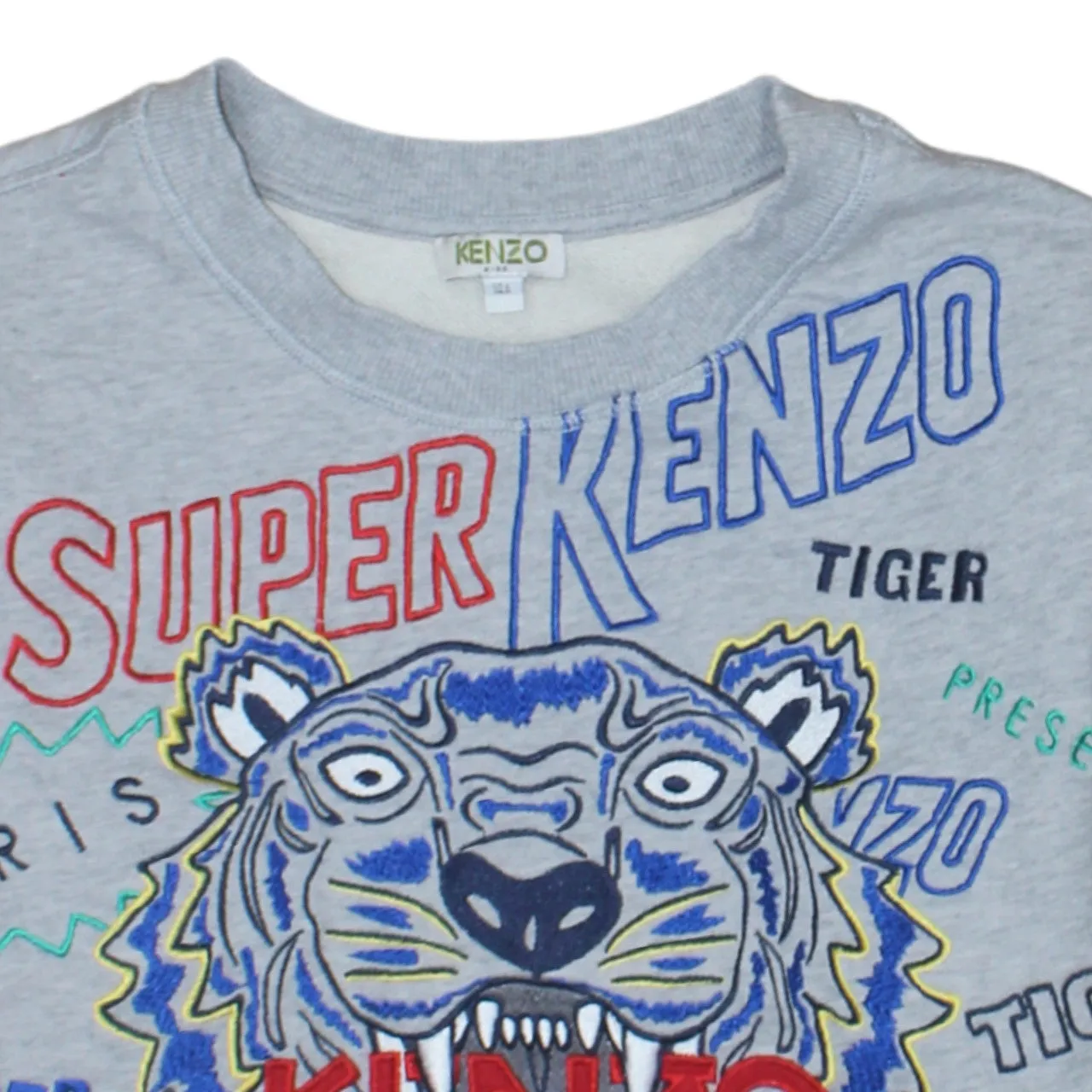 Kenzo Grey Sweatshirt Women’s XSmall Embroidered Super Tiger Logo Crewneck Pullover Top sold by Vintage Club product image thumbnail 3
