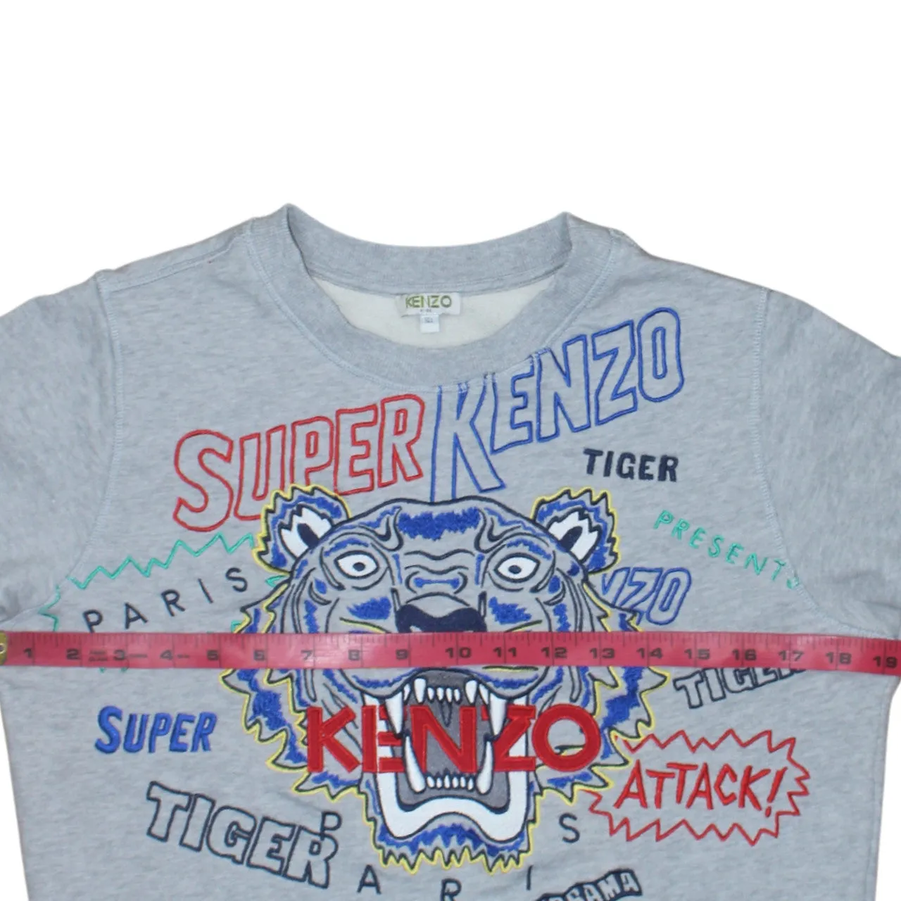 Kenzo Grey Sweatshirt Women’s XSmall Embroidered Super Tiger Logo Crewneck Pullover Top sold by Vintage Club product image thumbnail 5