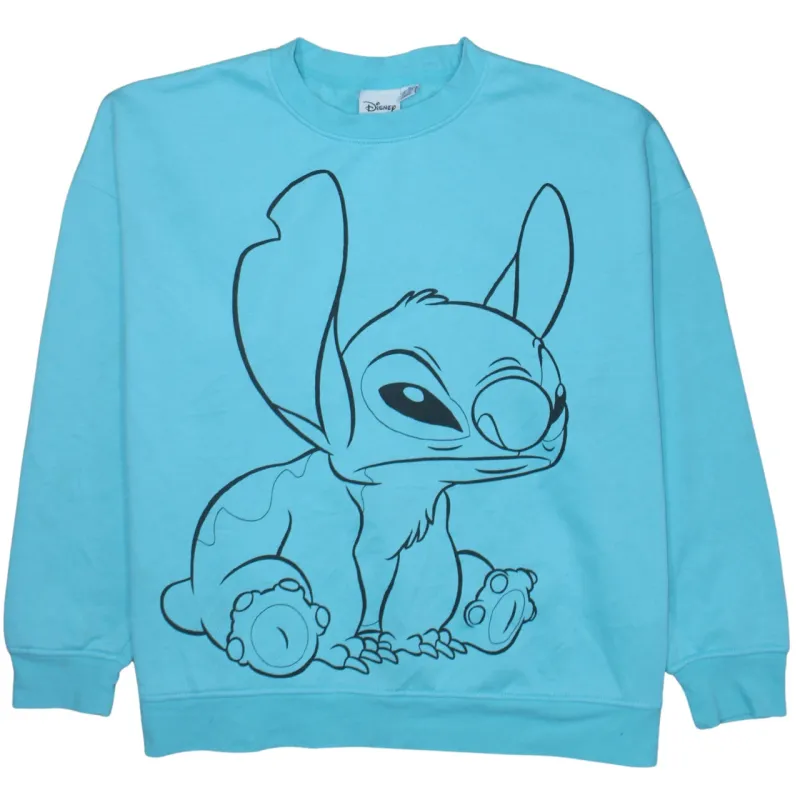 Disney Turquoise Blue Sweatshirt Women's XLarge Printed Stitch Graphic Fleece Pullover Top made by Disney