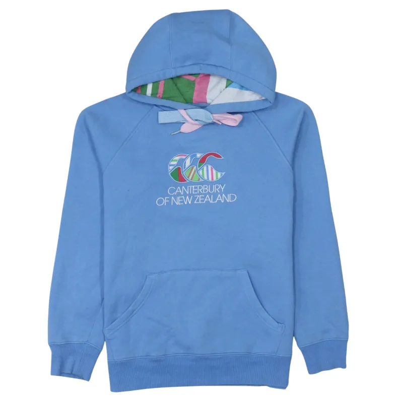 Canterbury Blue Hoodie Women’s XSmall Embroidered Logo Fleece Lined Pullover Sweatshirt sold by Vintage Club