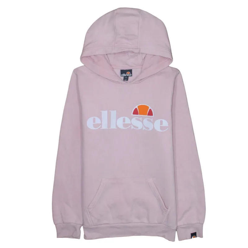 Ellesse Light Pink Hoodie Women’s XSmall Printed Logo Front Pocket Pullover Sweatshirt sold by Vintage Club