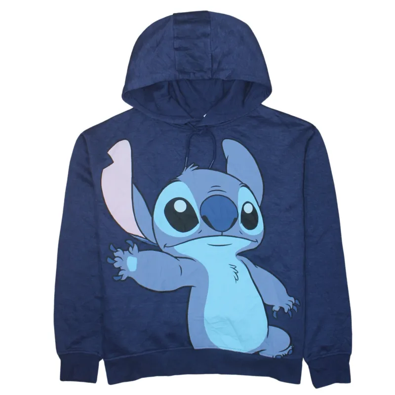 Disney Navy Blue Hoodie Women’s Small Printed Stitch Graphic Pullover Sweatshirt Top sold by Vintage Club