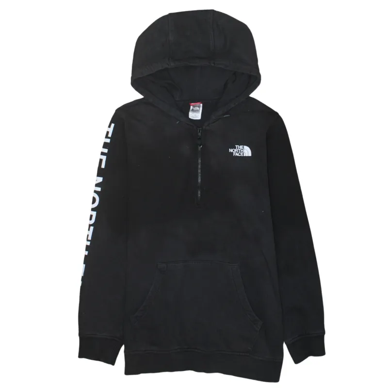 The North Face Black Hoodie Women’s Large Printed Sleeve Logo Quarter Zip Pullover Sweatshirt made by The North Face