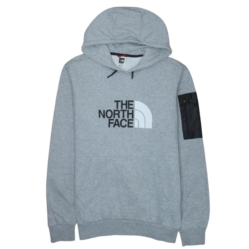 The North Face Grey Hoodie Men's Large Printed Logo Sleeve Zip Pocket Pullover Sweatshirt sold by Vintage Club