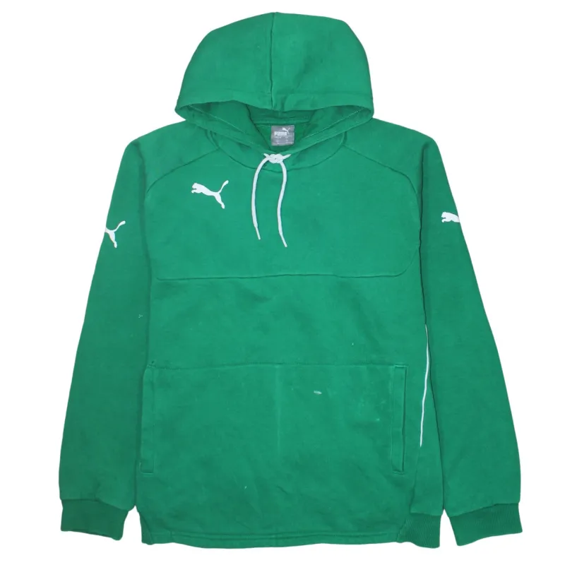 Puma Green Hoodie Men’s Large Embroidered Logos Drawstring Hood Front Pocket Pullover Sweatshirt sold by Vintage Club