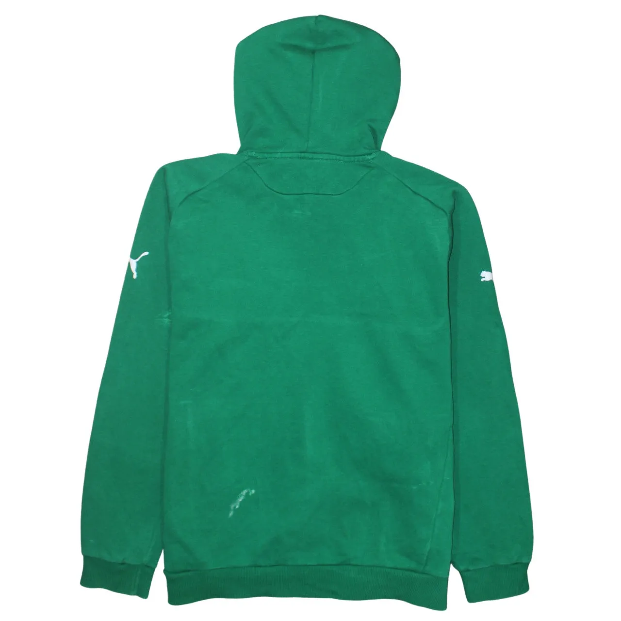 Puma Green Hoodie Men’s Large Embroidered Logos Drawstring Hood Front Pocket Pullover Sweatshirt sold by Vintage Club product image thumbnail 2