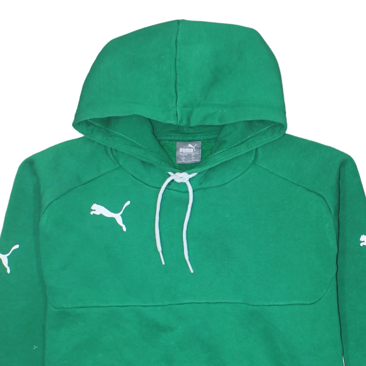 Puma Green Hoodie Men’s Large Embroidered Logos Drawstring Hood Front Pocket Pullover Sweatshirt sold by Vintage Club product image thumbnail 3