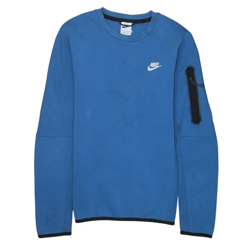 Nike Blue Sweatshirt Men’s XSmall Embroidered Swoosh Sleeve Zip Pocket Crewneck Pullover made by Nike