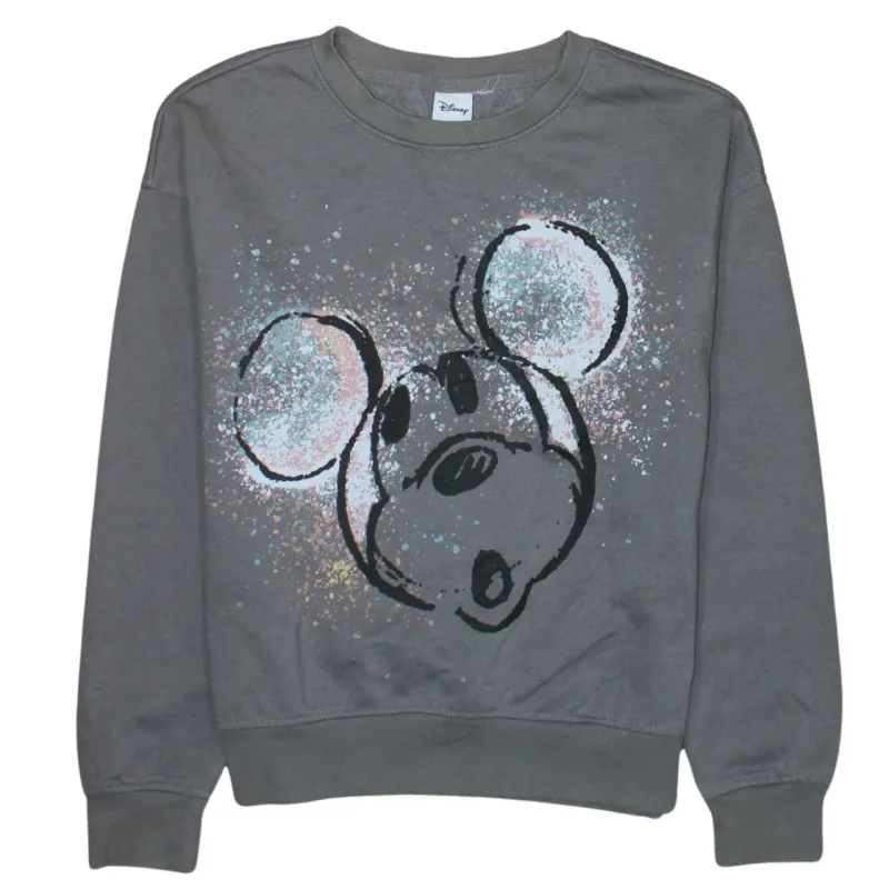 Disney Grey Sweatshirt Women's XXSmall Printed Mickey Mouse Graphic Fleece Pullover Top sold by Vintage Club