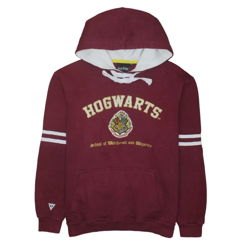 Harry Potter Burgundy Red Hoodie Men’s XLarge Printed Hogwarts Crest Striped Sleeves Sweatshirt sold by Vintage Club