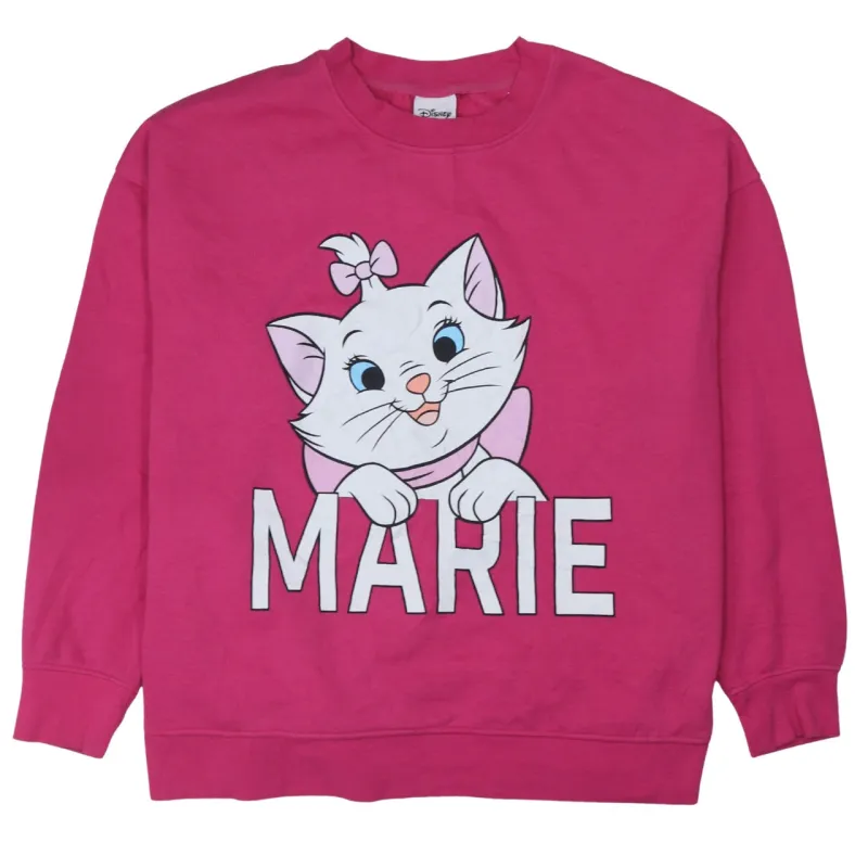 Disney Pink Sweatshirt Women's XLarge Printed Marie Cat Graphic Crewneck Pullover Top made by Disney