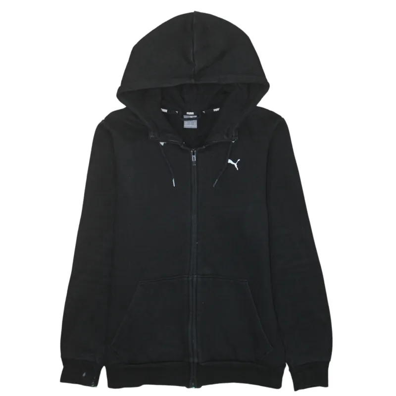 Puma Black Zip Hoodie Men's XSmall Embroidered Chest Logo Drawstring Hood Fleece Top sold by Vintage Club