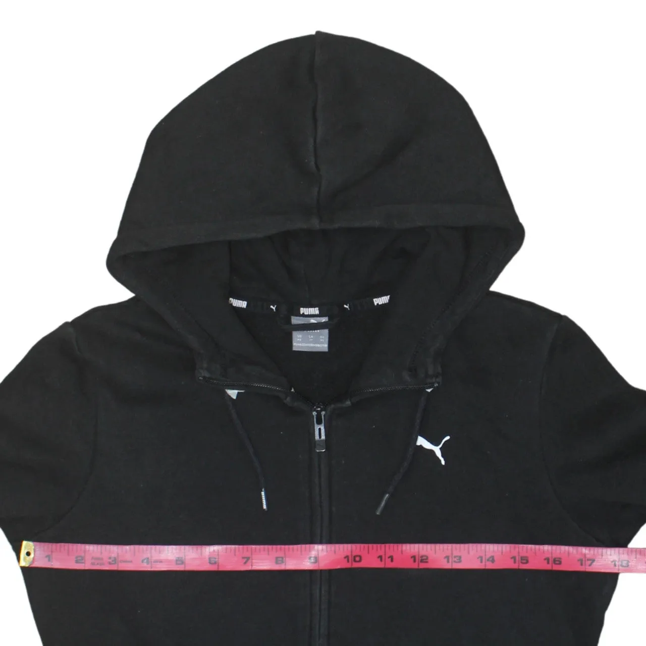 Puma Black Zip Hoodie Men's XSmall Embroidered Chest Logo Drawstring Hood Fleece Top sold by Vintage Club product image thumbnail 5