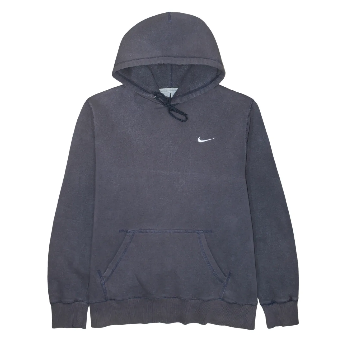 Nike Faded Navy Hoodie Men’s XLarge Embroidered Swoosh Front Pocket Pullover Sweatshirt sold by Vintage Club
