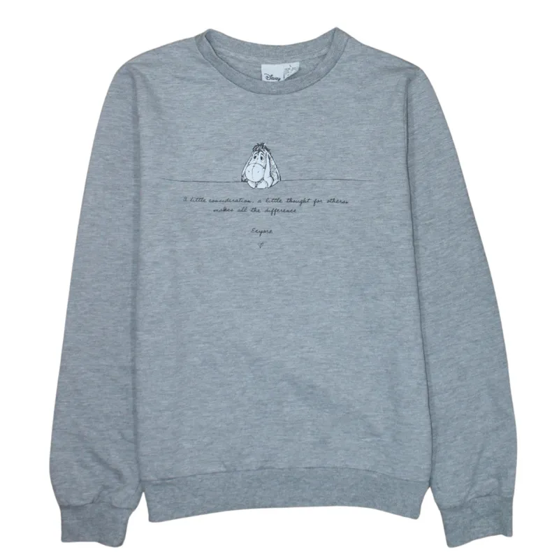 Disney Grey Sweatshirt Men’s Small Printed Eeyore Graphic Quote Crewneck Pullover Top sold by Vintage Club