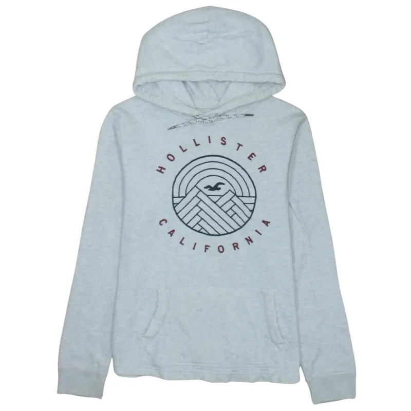 Hollister Light Grey Hoodie Men's Small Printed California Logo Front Pouch Pullover Sweatshirt sold by Vintage Club