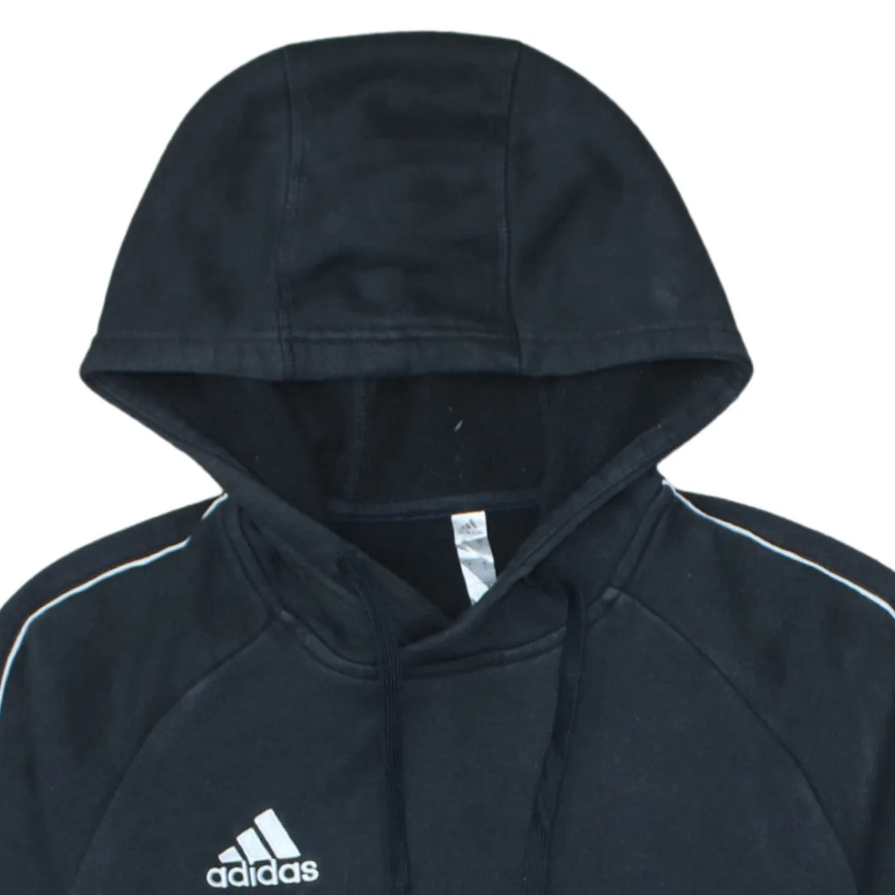 Adidas Black Hoodie Men's Small Embroidered Logo Piping Detail Front Pocket Pullover Sweatshirt sold by Vintage Club product image thumbnail 3