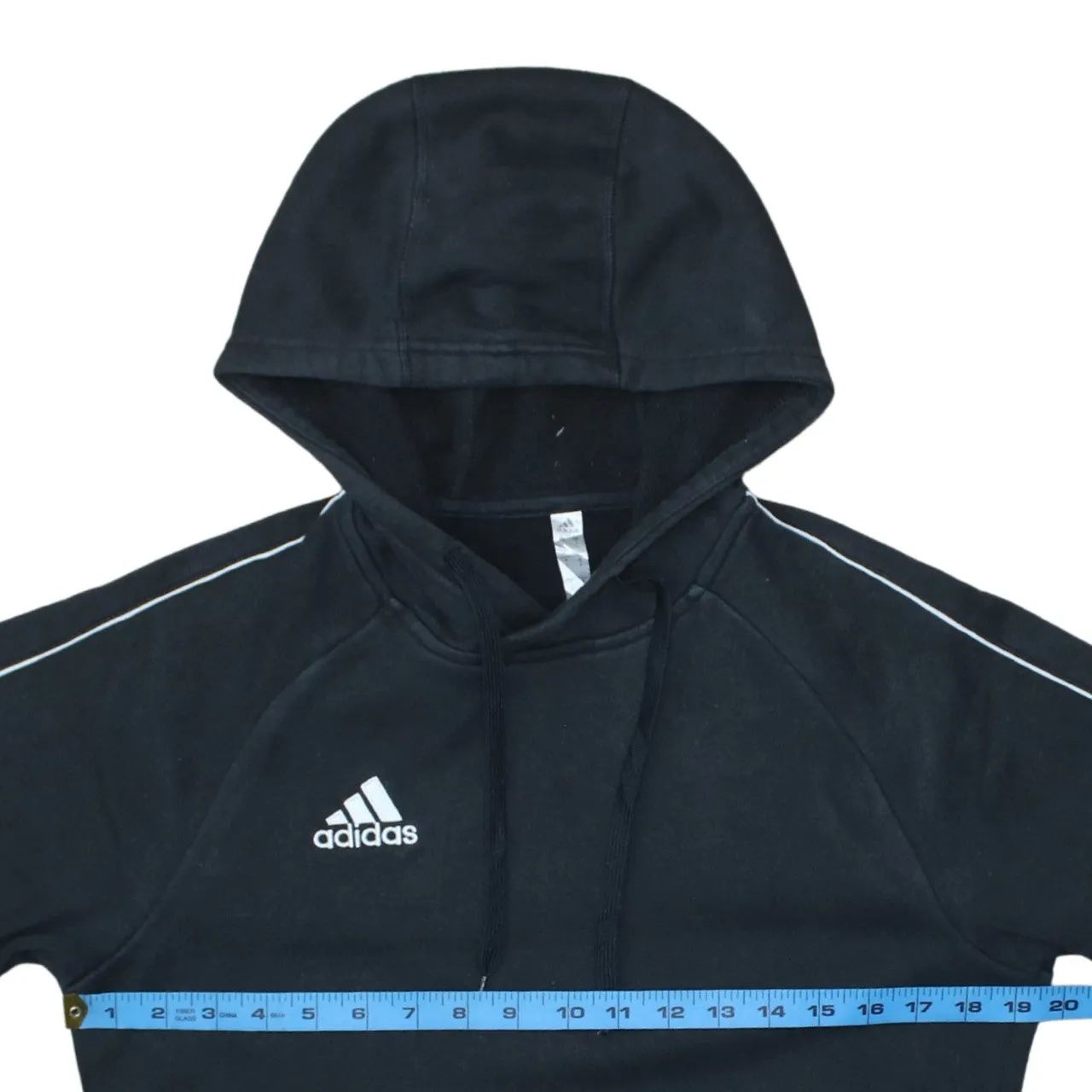 Adidas Black Hoodie Men's Small Embroidered Logo Piping Detail Front Pocket Pullover Sweatshirt sold by Vintage Club product image thumbnail 5