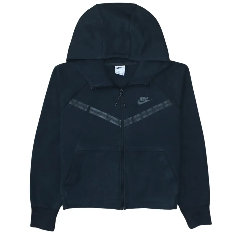 Nike Black Full Zip Hoodie Men’s Small Printed Chest Logo Chevron Detail Sweatshirt sold by Vintage Club