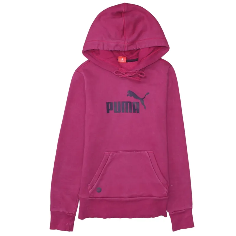 Puma Dark Pink Hoodie Men's Small Printed Logo Front Pocket Pullover Sweatshirt made by Puma