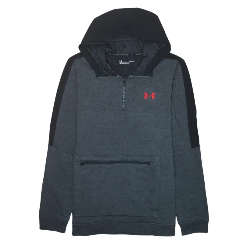 Under Armour Dark Grey Hoodie Women’s Large Half Zip Red Logo Zip Pocket Pullover Sweatshirt made by Under Armour