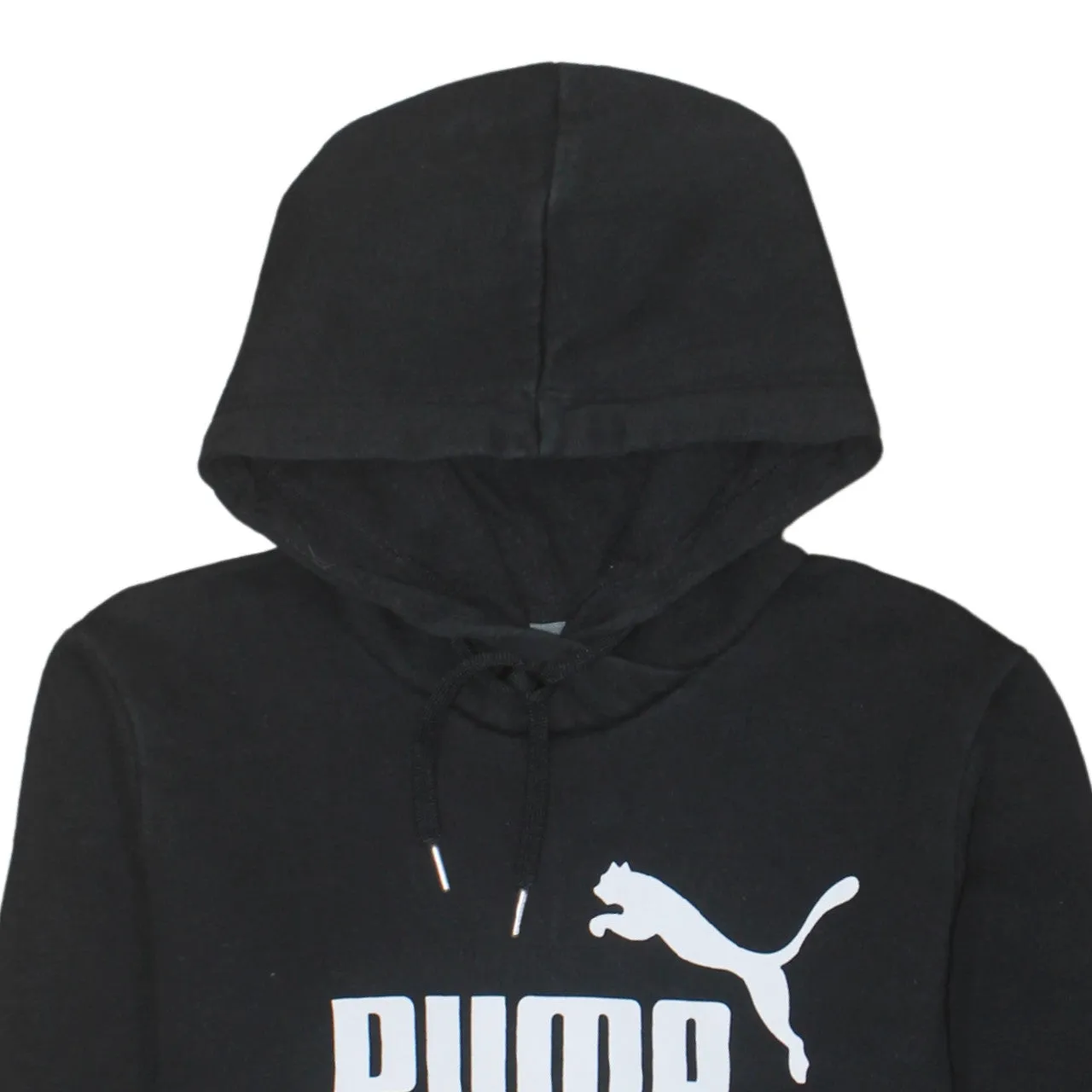 Puma Black Hoodie Women’s Small Printed Logo Front Pocket Pullover Sweatshirt sold by Vintage Club product image thumbnail 3