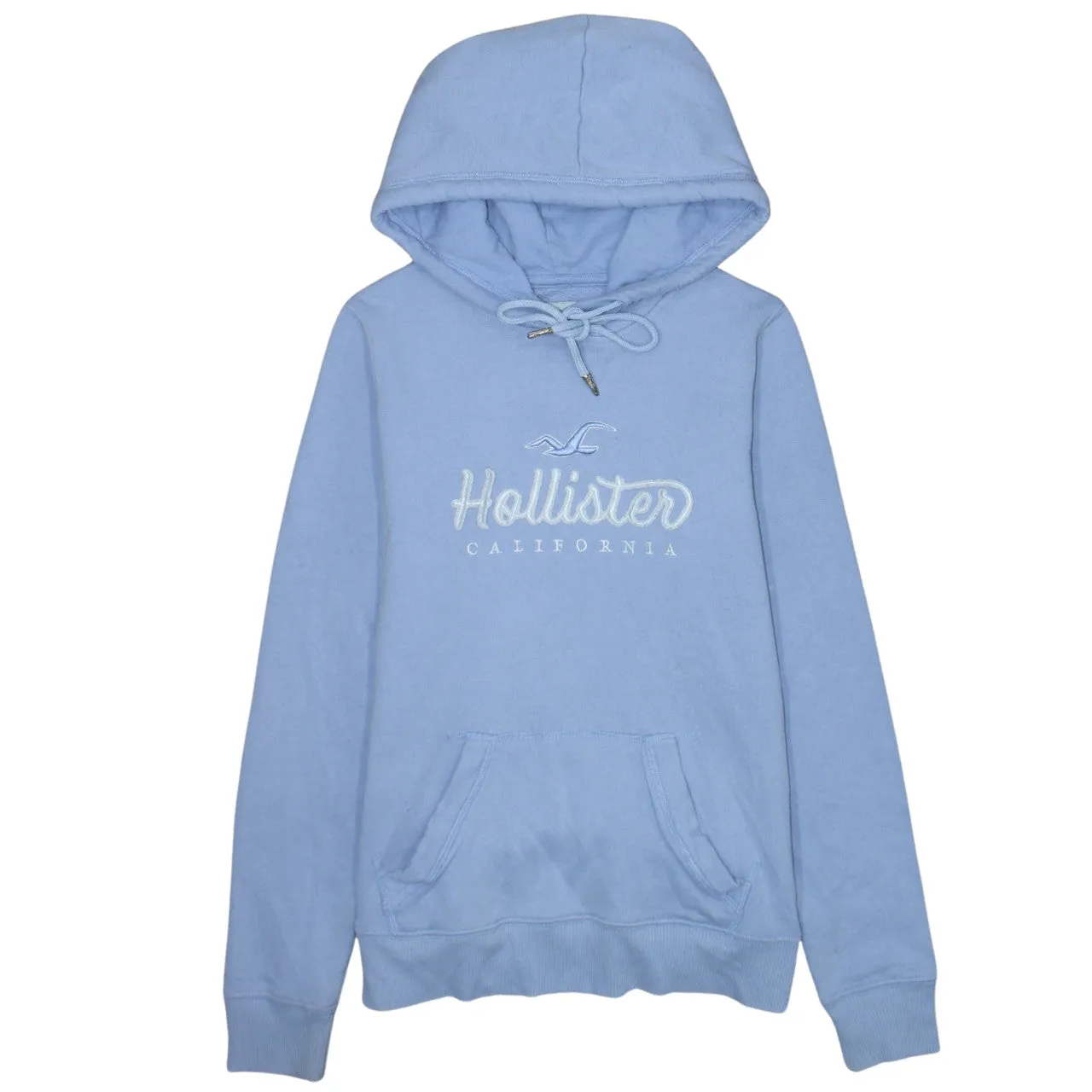 Hollister Light Blue Hoodie Men’s XSmall Embroidered Logo Drawstring Hood Front Pocket Sweatshirt sold by Vintage Club