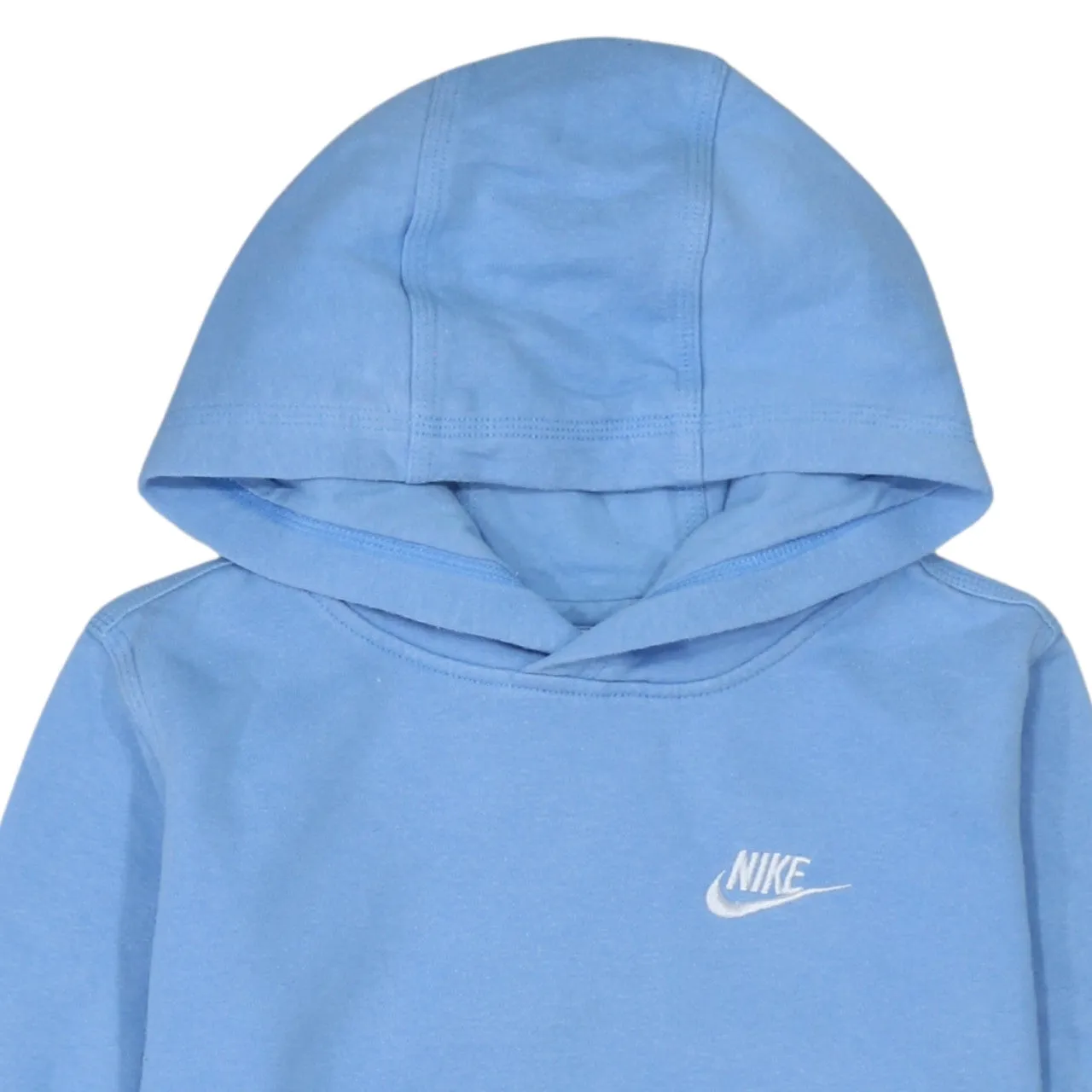 Nike Light Blue Hoodie Women’s Large Embroidered Swoosh Front Pocket Pullover Sweatshirt sold by Vintage Club product image thumbnail 3