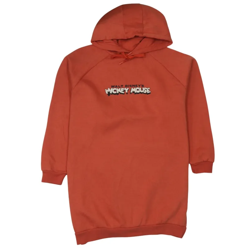 Disney Orange Hoodie Women’s Small Printed Mickey Mouse Front Back Fleece Pullover sold by Vintage Club