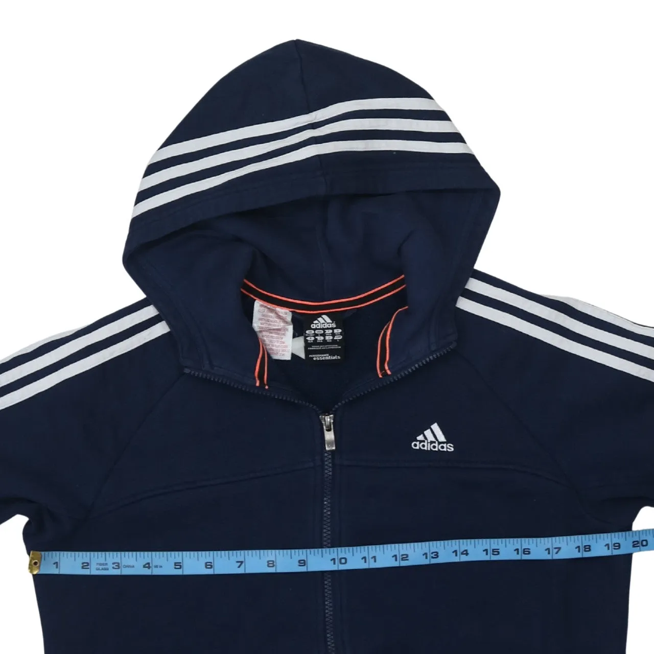 Adidas Navy Blue Zip Hoodie Women’s Large Three Stripe Sleeves Embroidered Logo Sweatshirt sold by Vintage Club product image thumbnail 5