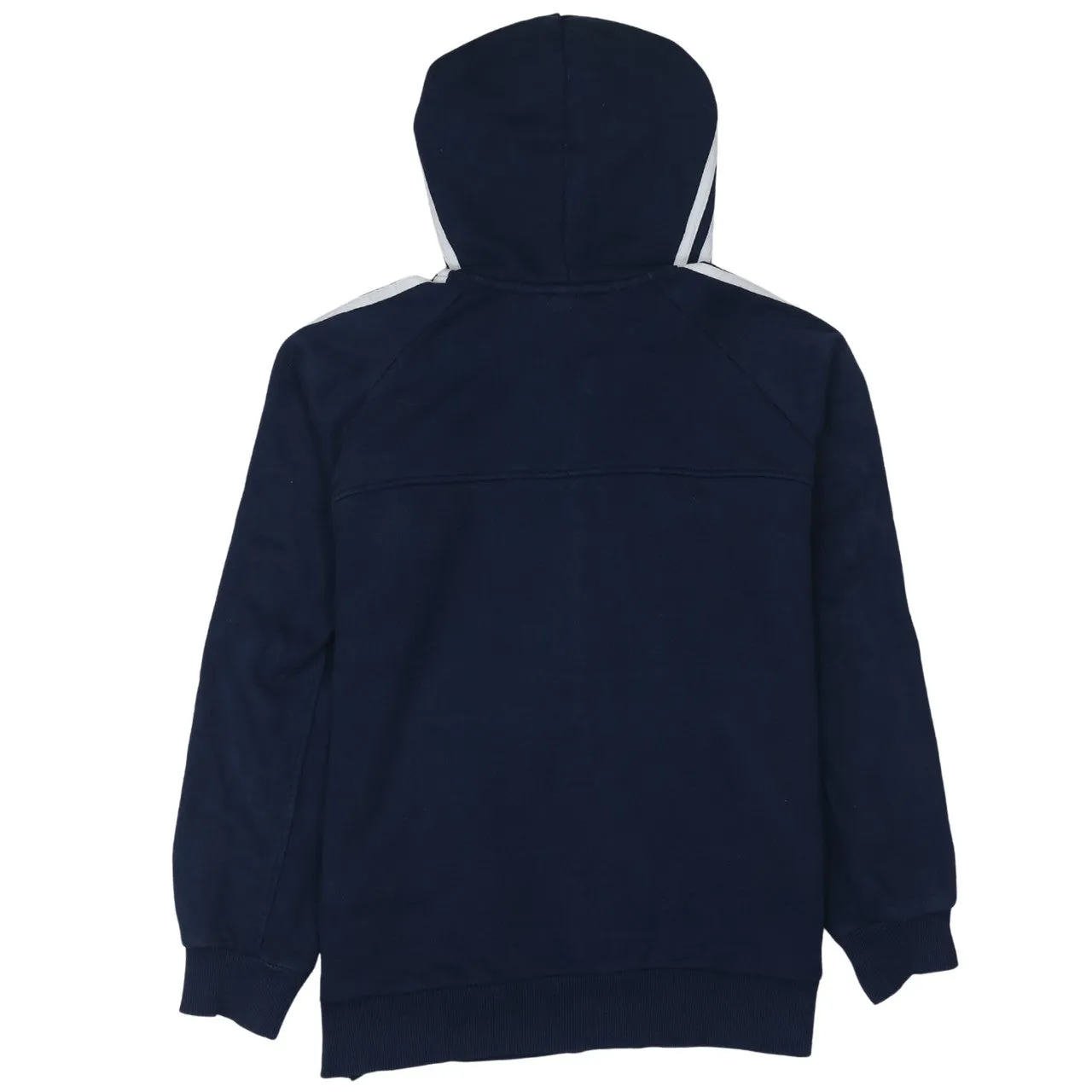 Adidas Navy Blue Zip Hoodie Women’s Large Three Stripe Sleeves Embroidered Logo Sweatshirt sold by Vintage Club product image thumbnail 2