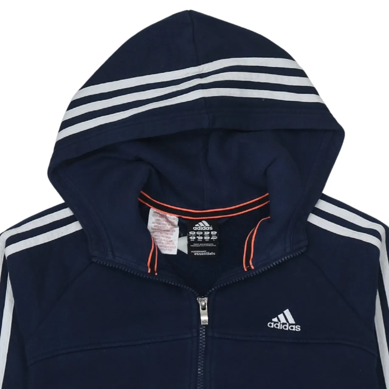 Adidas Navy Blue Zip Hoodie Women’s Large Three Stripe Sleeves Embroidered Logo Sweatshirt sold by Vintage Club product image thumbnail 3