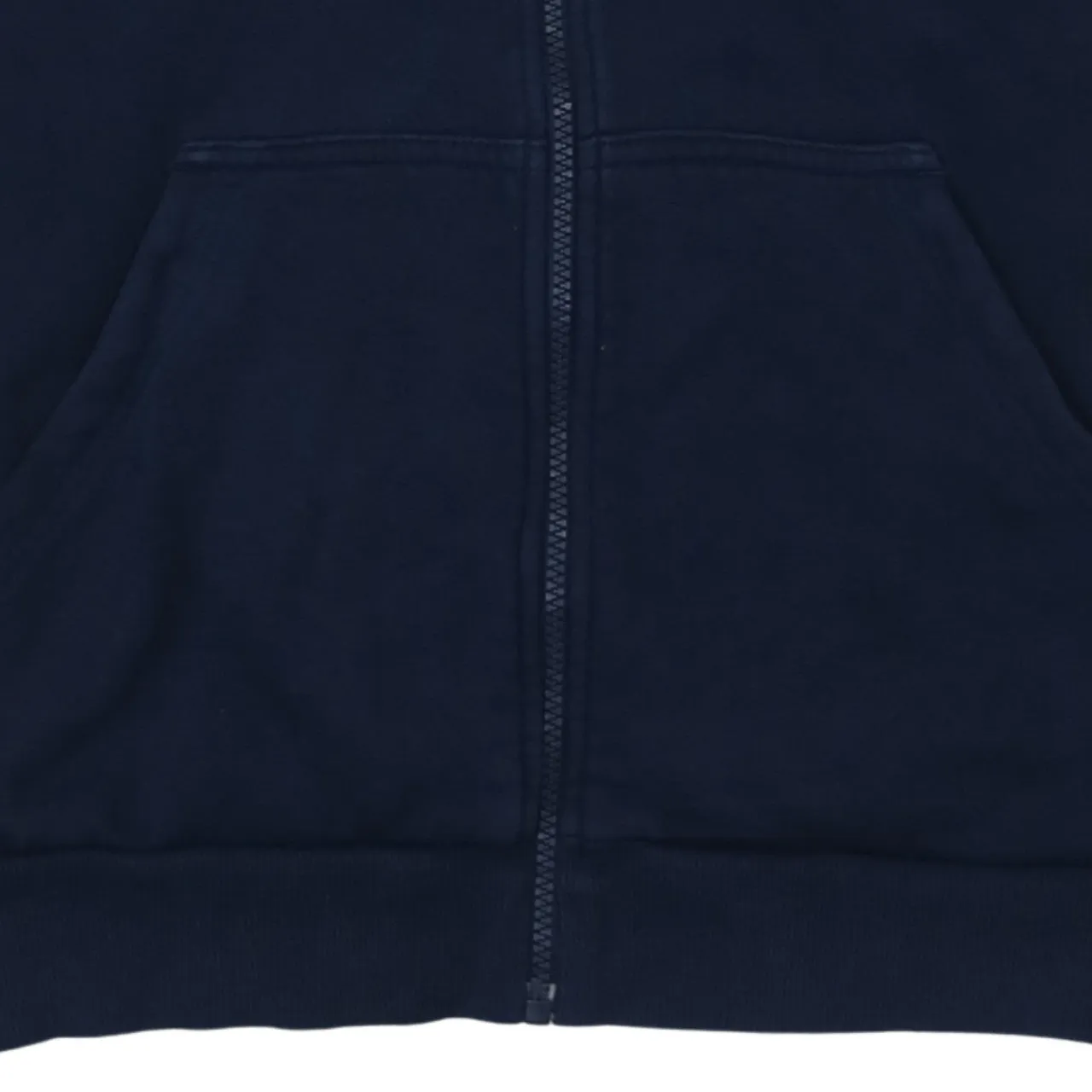 Adidas Navy Blue Zip Hoodie Women’s Large Three Stripe Sleeves Embroidered Logo Sweatshirt sold by Vintage Club product image thumbnail 4