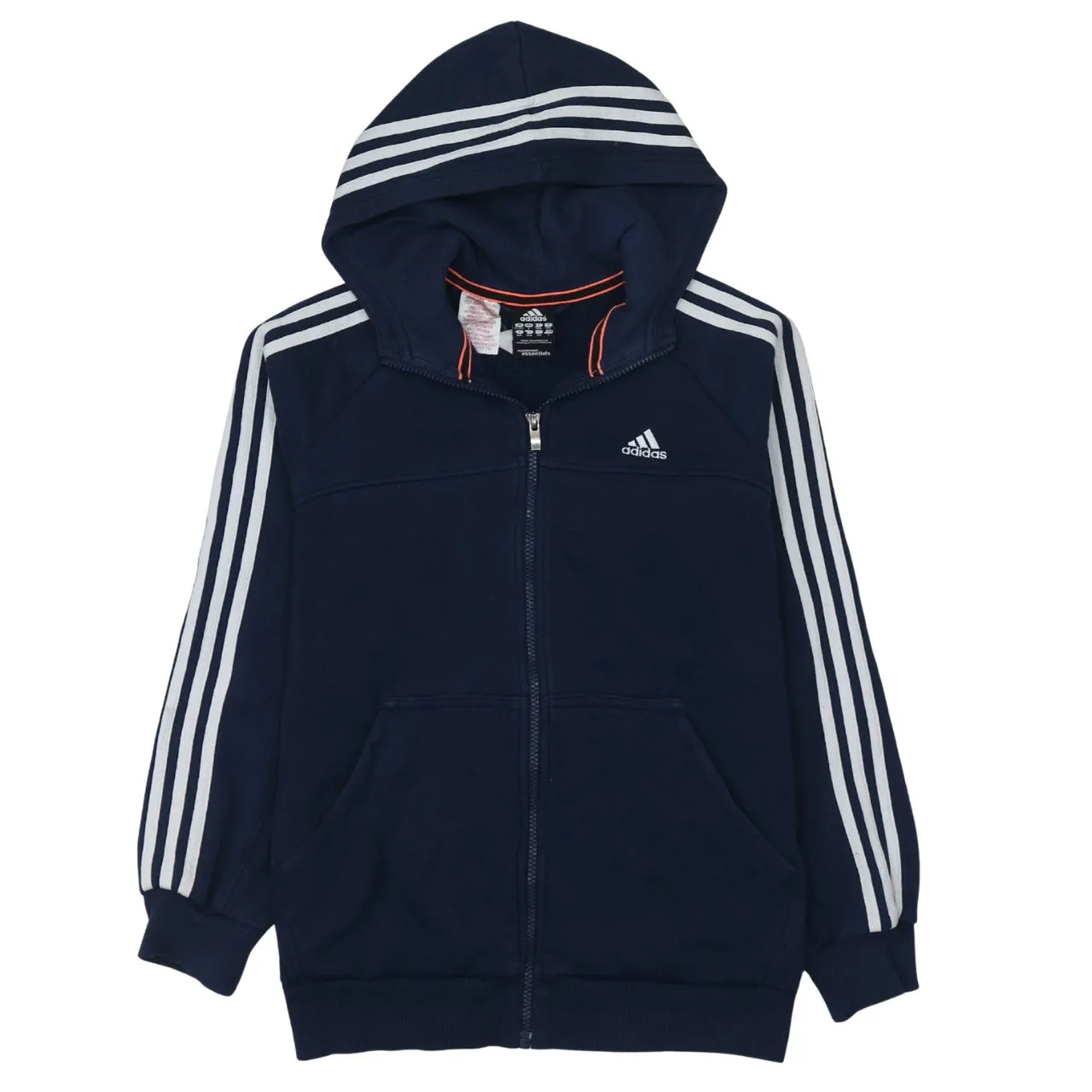 Adidas Navy Blue Zip Hoodie Women’s Large Three Stripe Sleeves Embroidered Logo Sweatshirt sold by Vintage Club