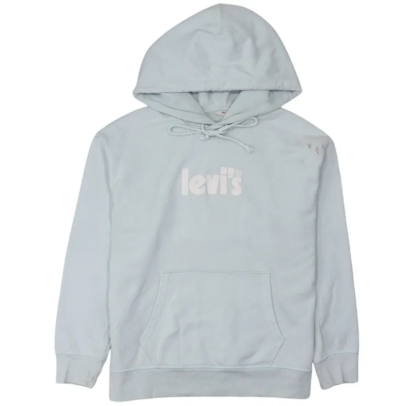 Levi's Light Blue Hoodie Men's Medium Printed Logo Front Pocket Pullover Sweatshirt sold by Vintage Club