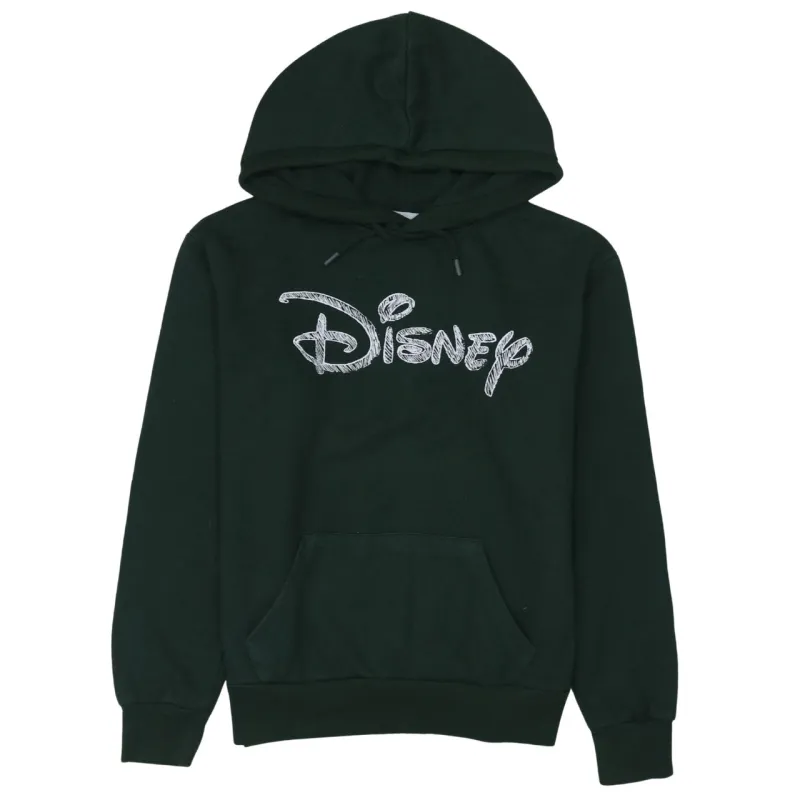 Disney Dark Green Hoodie Women’s XXSmall Printed Logo Front Pouch Fleece Pullover Sweatshirt sold by Vintage Club