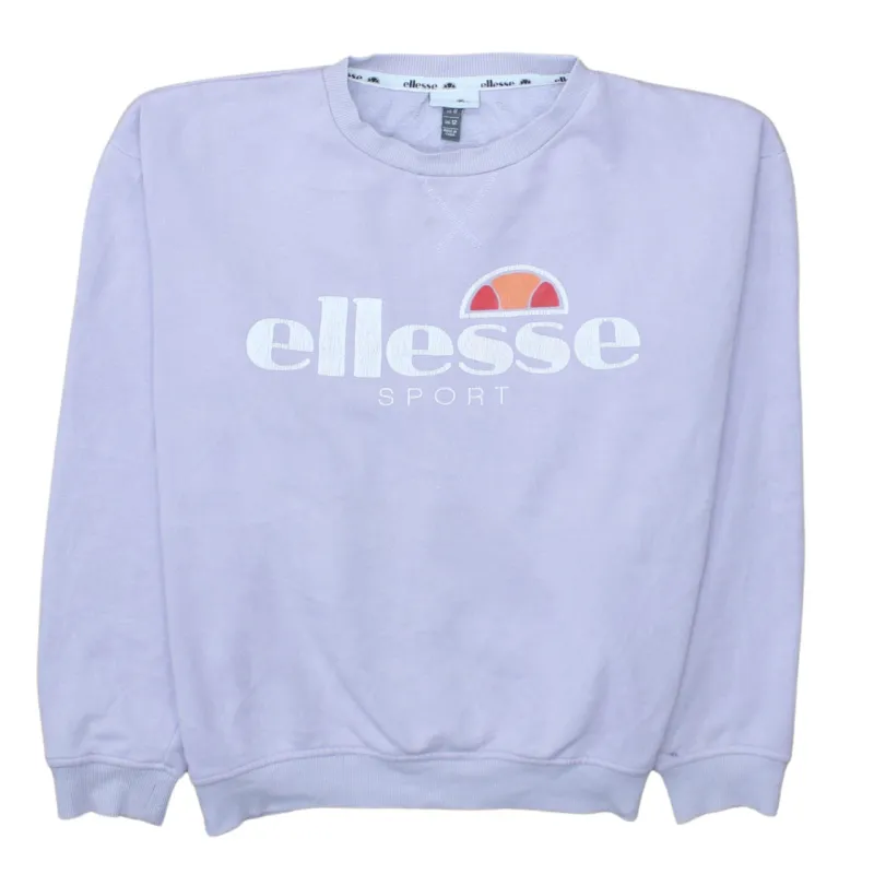Ellesse Lilac Purple Sweatshirt Women's XLarge Embroidered Sport Logo Ribbed Crewneck Pullover made by Ellesse